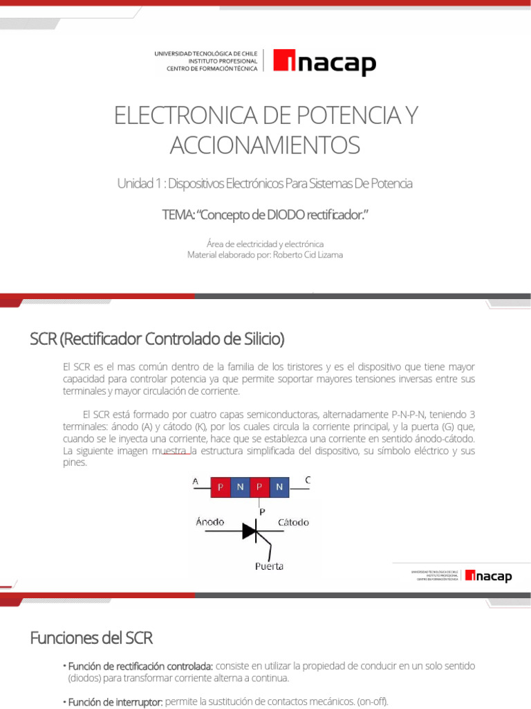 CLASE 3 U1 OK (CONDUCCION DEL SCR EN REGIMEN CONTINUO Y ALTERNO) | PDF ...