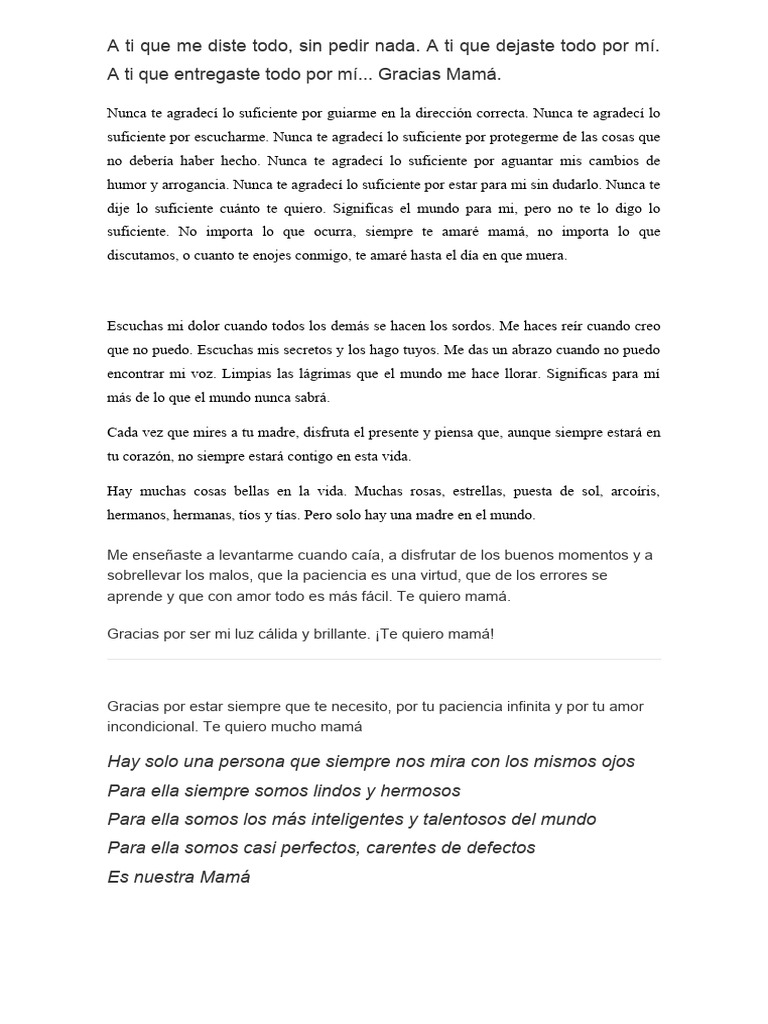 A Ti Que Me Diste Todo | PDF | Cocina, comidas y vino | Poesía