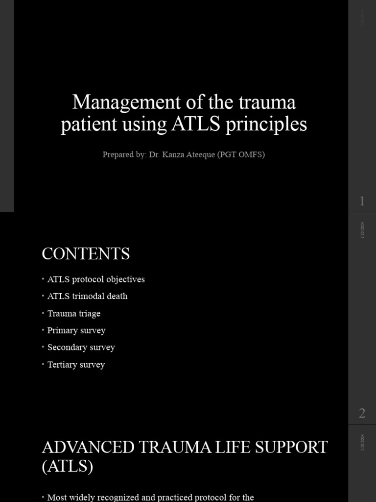 Management of The Trauma Patient Using ATLS Principles | PDF | Medical ...