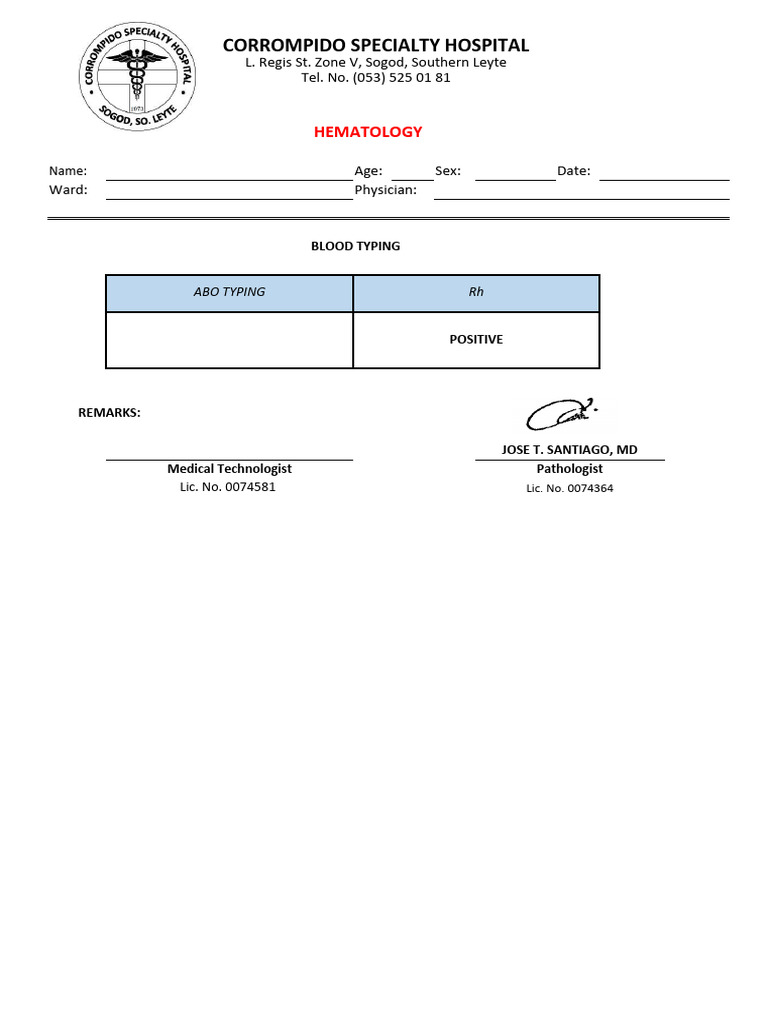 Updated Lab Results Template Use This Pdf Serology Medical