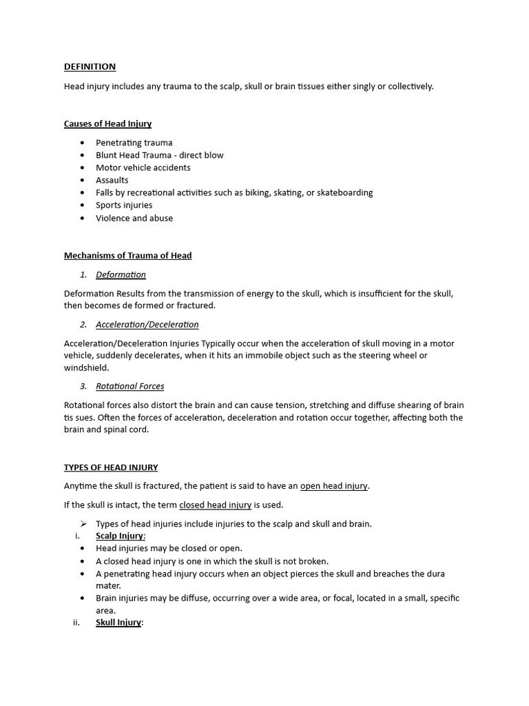 Head Injury | PDF | Traumatic Brain Injury | Concussion