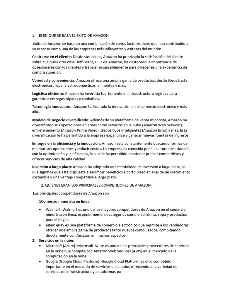 El Éxito de Amazon Se Basa en Una Combinación de Varios Factores Clave ...