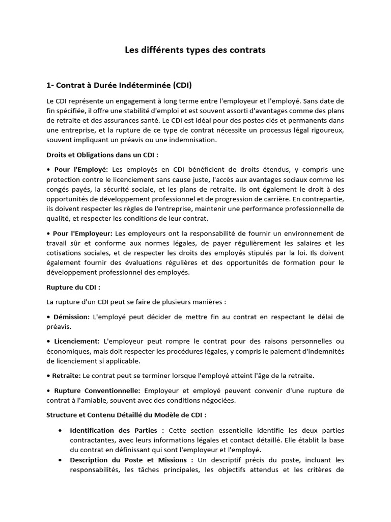 Types de contrats de travail au Maroc | PDF | Relations de travail ...