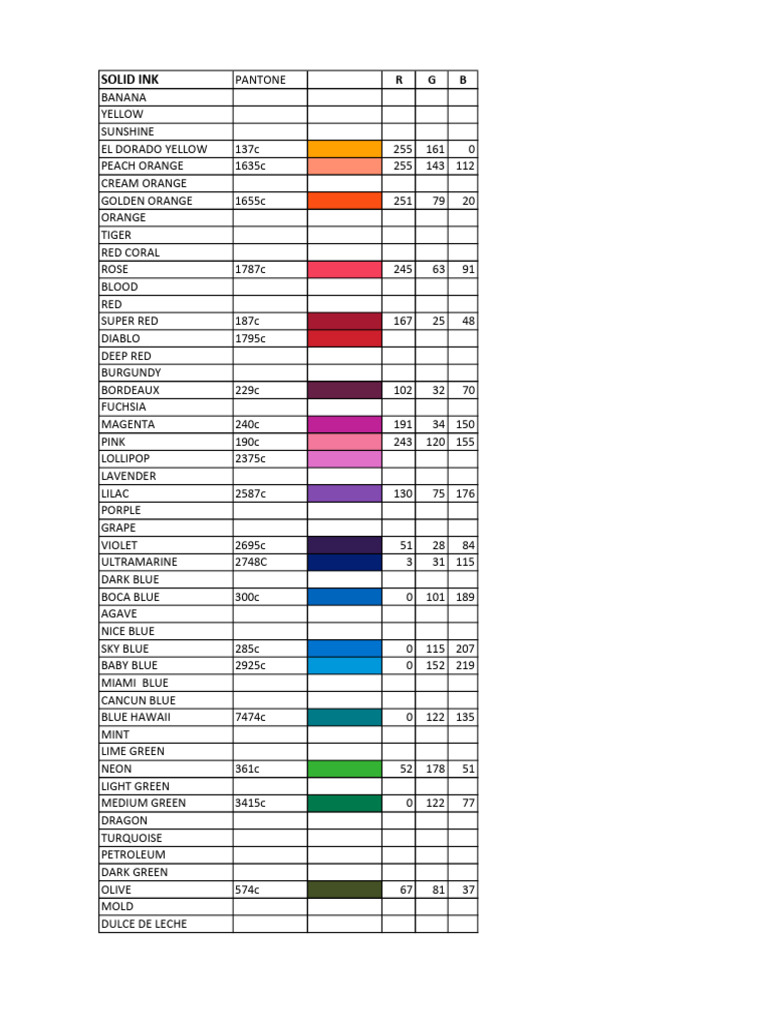 Solid Ink Color Palette Overview | PDF | Cooking, Food & Wine