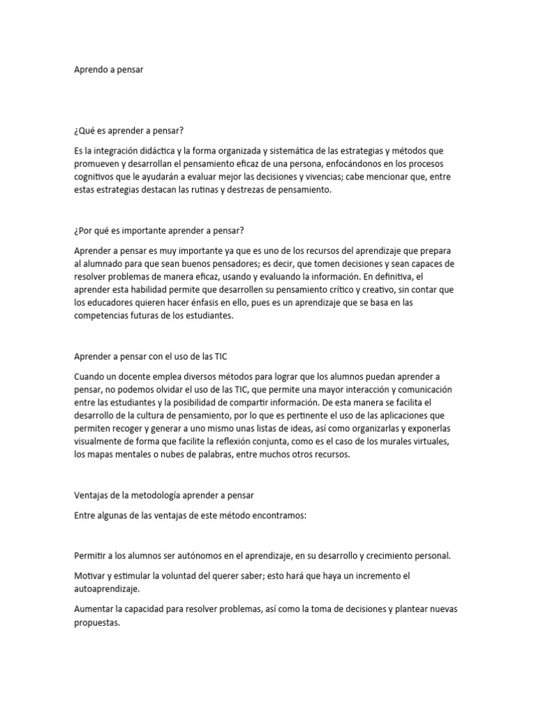 Estrategias para Aprender a Pensar | PDF | Pensamiento | Aprendizaje