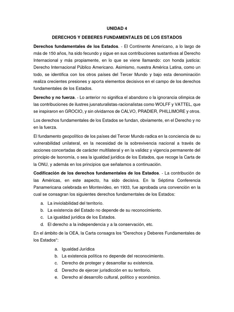 Tema 4 Derechos y Deberes Fundamentales de Los Estados | Descargar ...