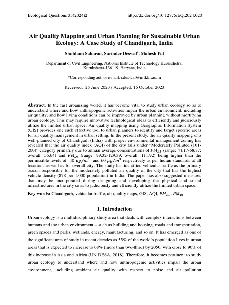 Urban Air Quality in Chandigarh | PDF | Air Pollution | Pollution