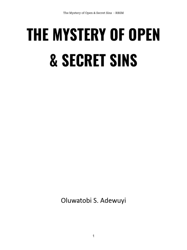 The Mystery of Open Secret Sins | PDF | Jesus | Sin