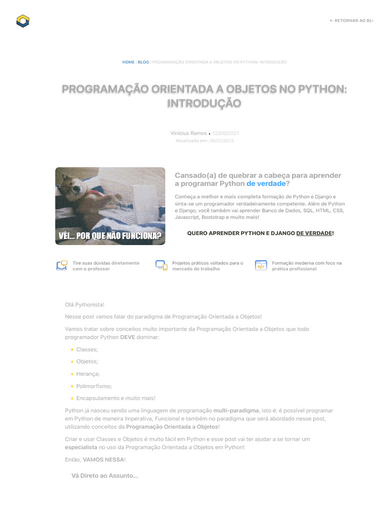Introdução À Programação Orientada A Objetos No Python | PDF | Classe ...