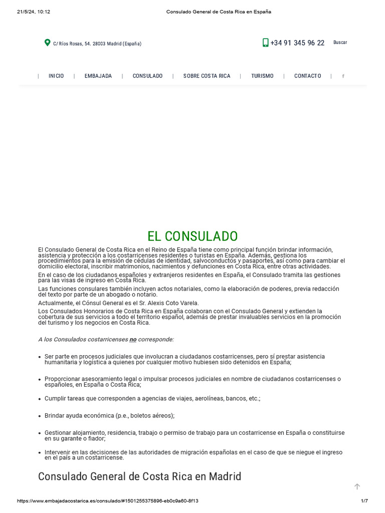 Consulado General de Costa Rica en España | PDF | Cónsul (representante ...