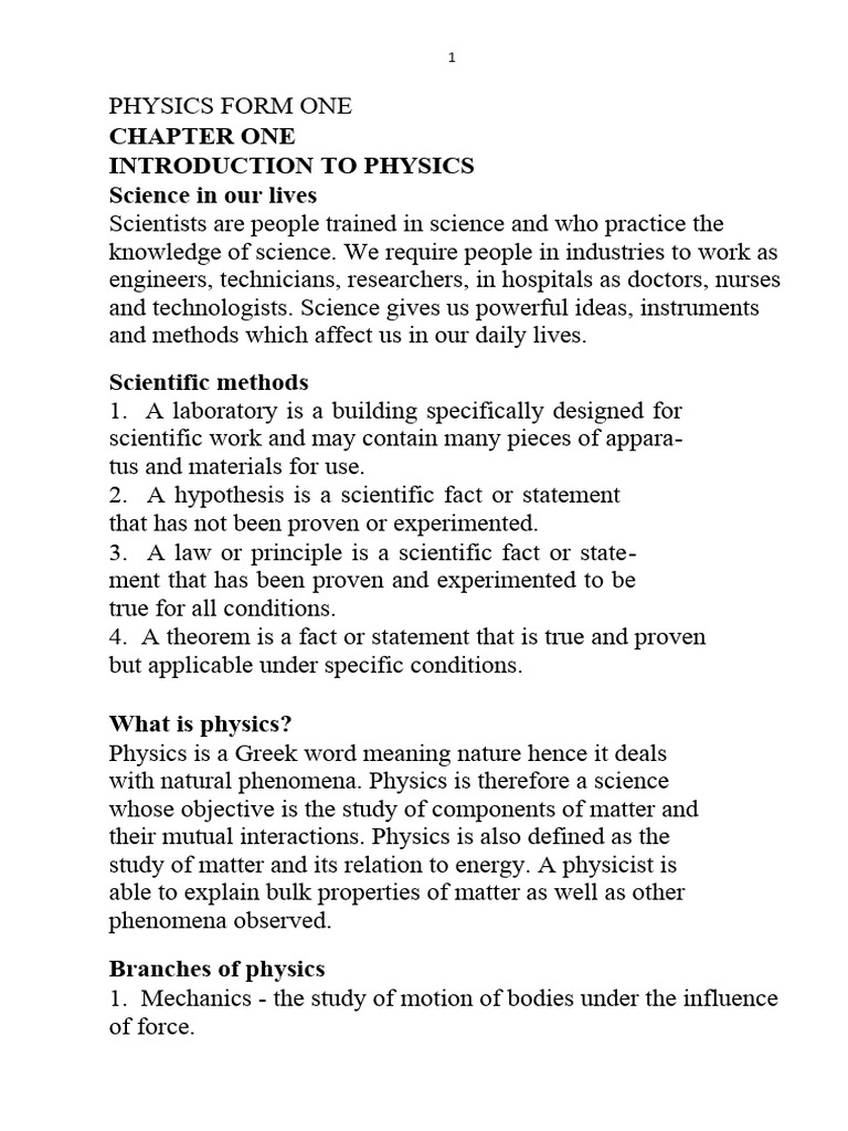 Physics Notes Form 1 4 Booklet | Download Free PDF | Electric Charge ...