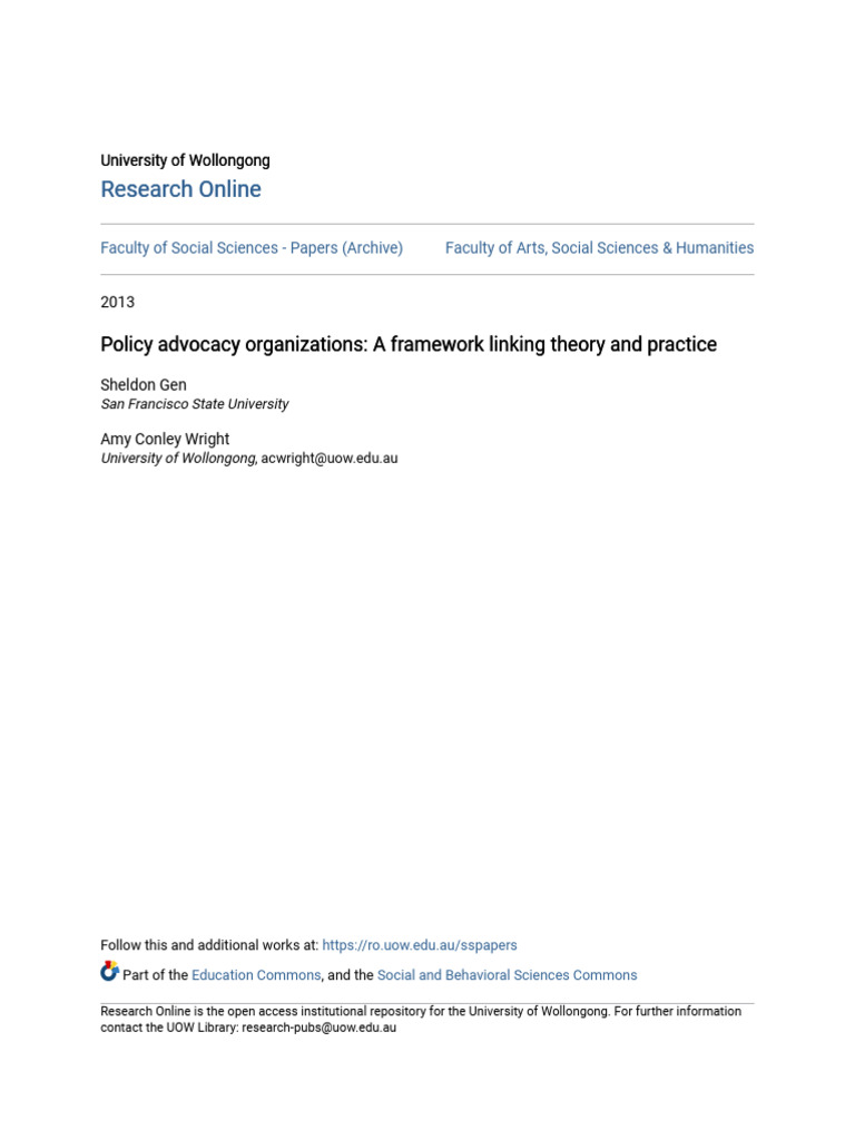 Framework for Policy Advocacy Strategies | PDF | Policy | Social Capital