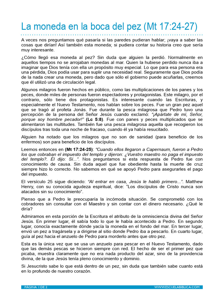 La Moneda en La Boca Del Pez PDF Jesús San Pedro