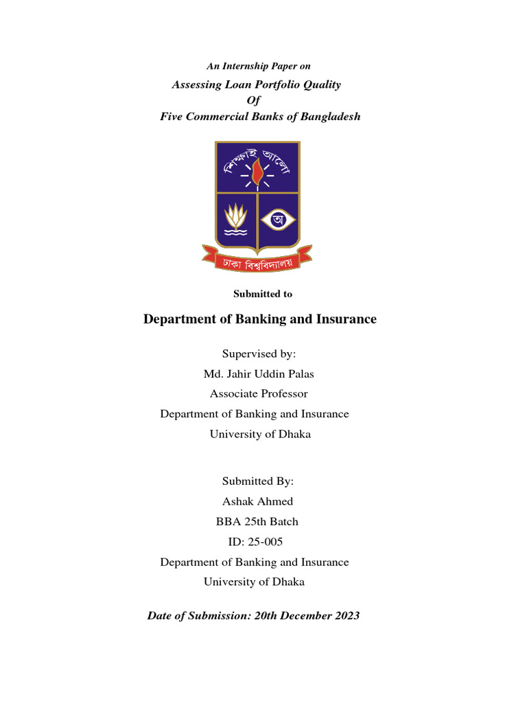 Internship Report | PDF | Banks | Risk