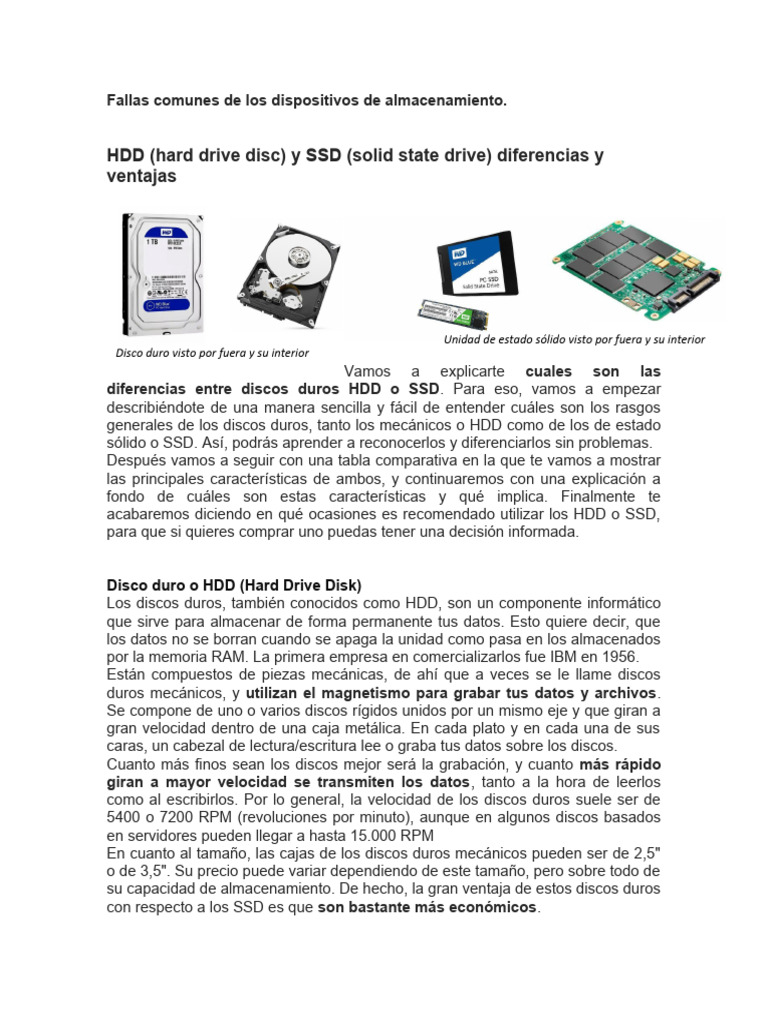2 Fallas Comunes De Los Dispositivos De Almacenamiento Tema 2 Pdf