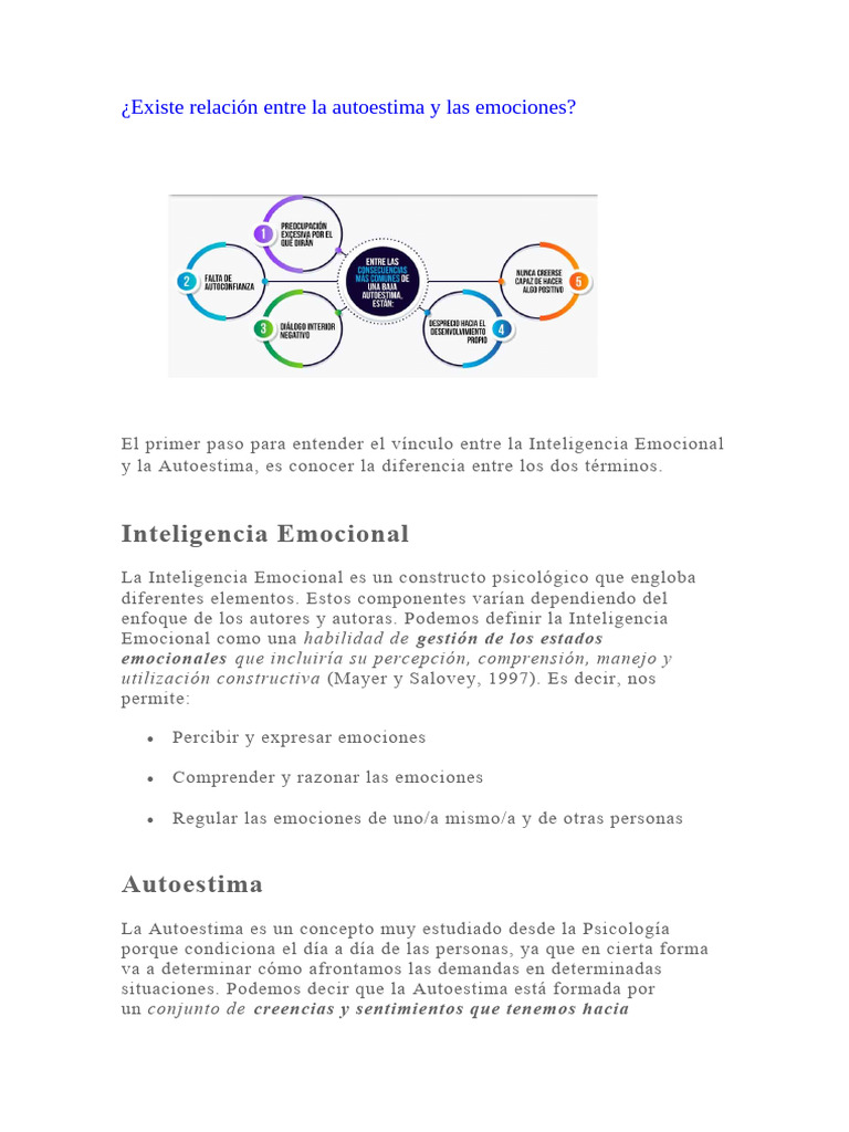 Autoestima y emociones: una conexión clave | PDF | Las emociones ...