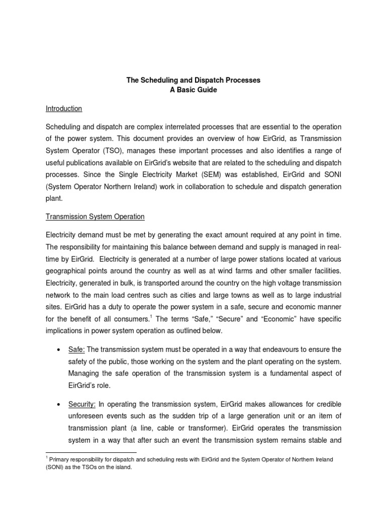 Scheduling and Dispatch Overview | PDF | Electric Power Transmission ...