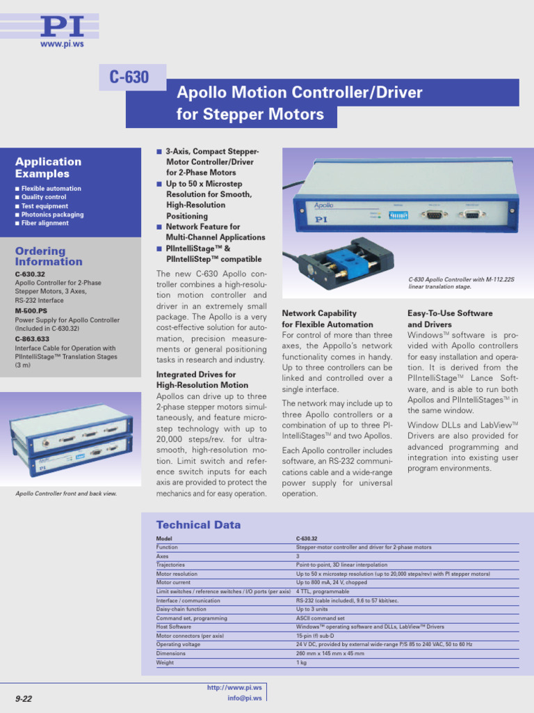 Apollo Motion Controller Driver For Stepper Motors | PDF | Electric ...