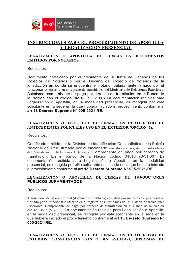 Apostilla y Legalización de Documentos | PDF