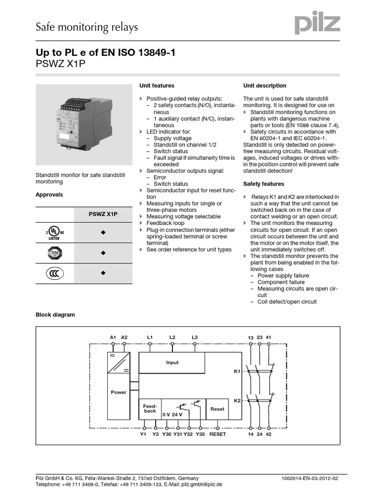 Safe Monitoring Relays: PSWZ X1P | Download Free PDF | Relay ...
