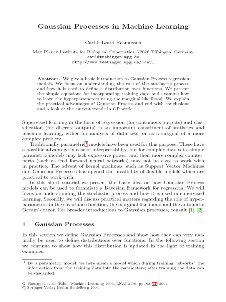 Gaussian Processes for Regression | PDF | Normal Distribution | Machine ...