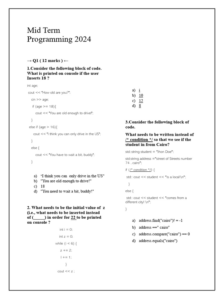 Mid term programming 2024 download free pdf software engineering