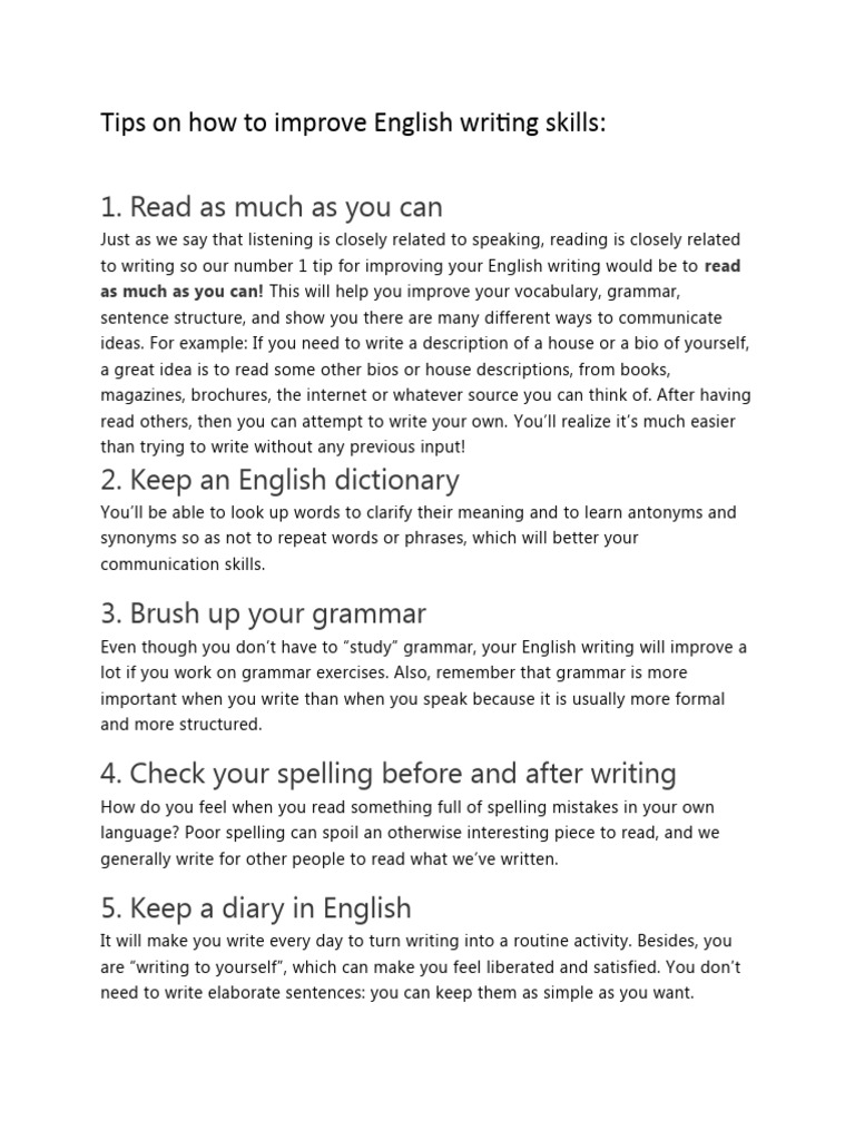 How To Improve English Writing Skills | PDF | Verb | Subject (Grammar)