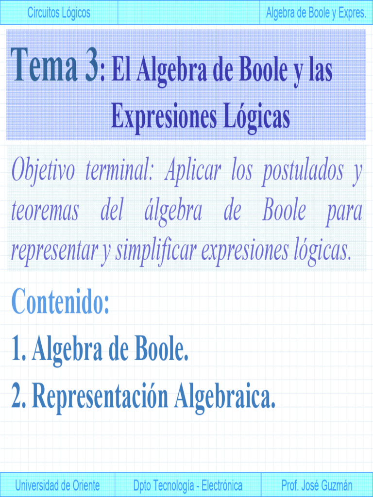 Álgebra de Boole y Circuitos Lógicos | PDF | Álgebra de Boole ...