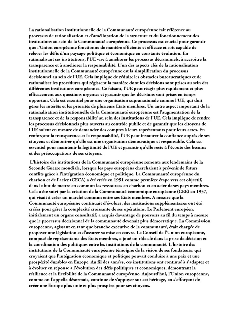 La rationalisation institutionnelle pdf