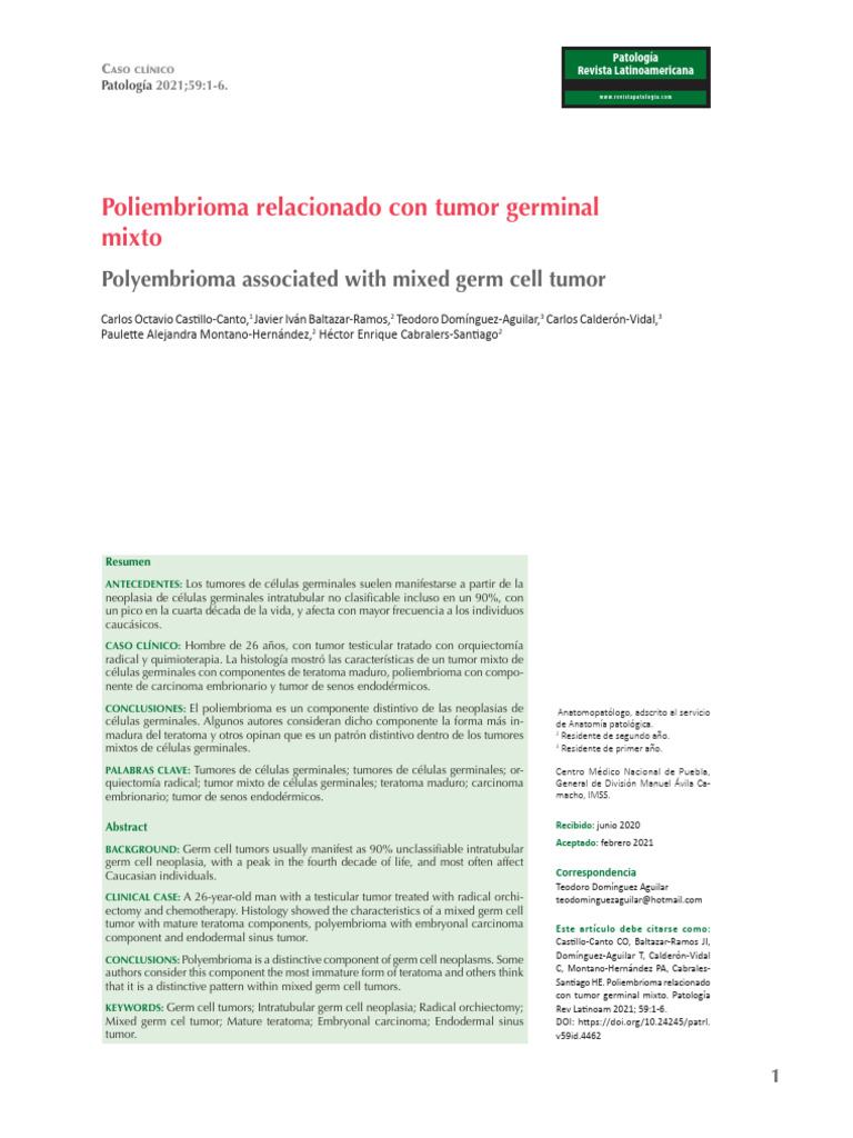 3 CC Poliembrioma PDF Neoplasias Especialidades Medicas
