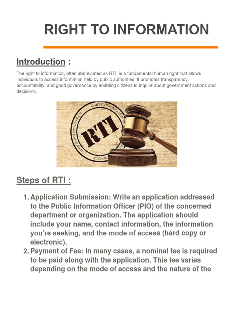 RTI Process: Empowering Citizens' Access | PDF | Information | Justice