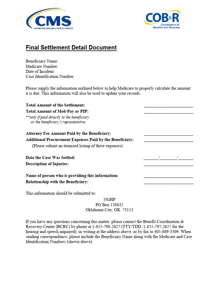 Medicare Final Settlement Details | PDF | Finance & Money Management | Law