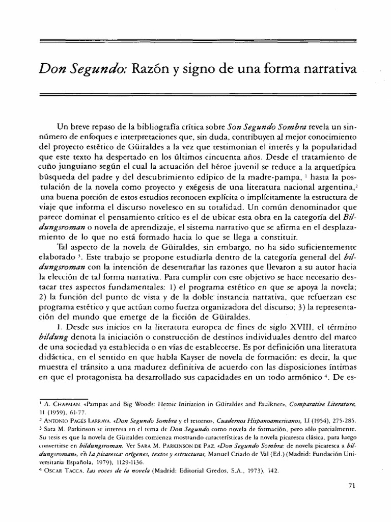 Análisis de Don Segundo Sombra como Bildungsroman | PDF | Novelas ...