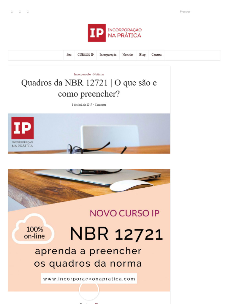 Quadros Da NBR 12721 - O Que São e Como Preencher - Incorporação Na ...