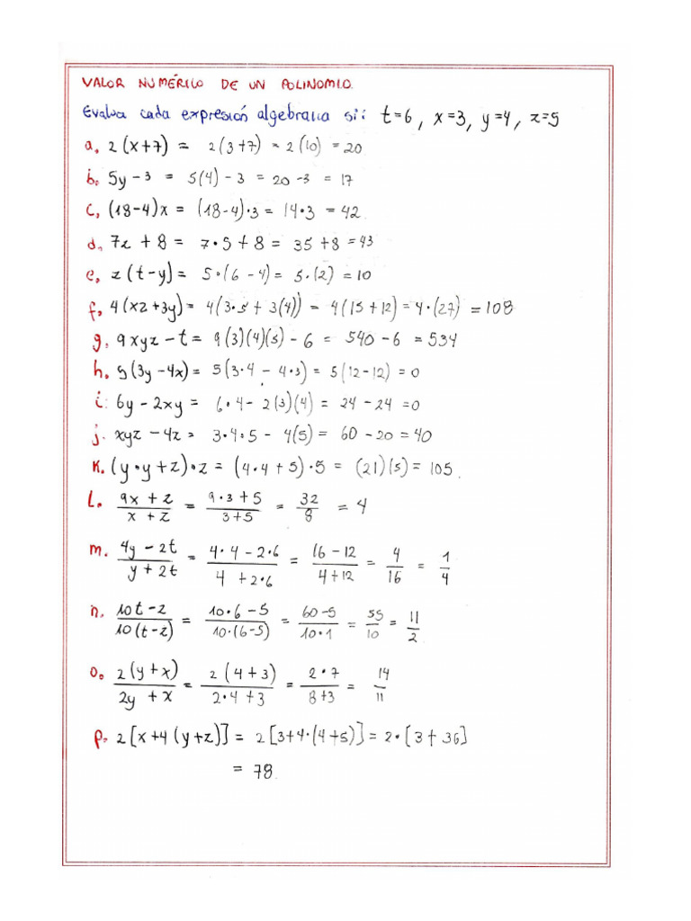 Valor Numerico de Un Polinomio | PDF