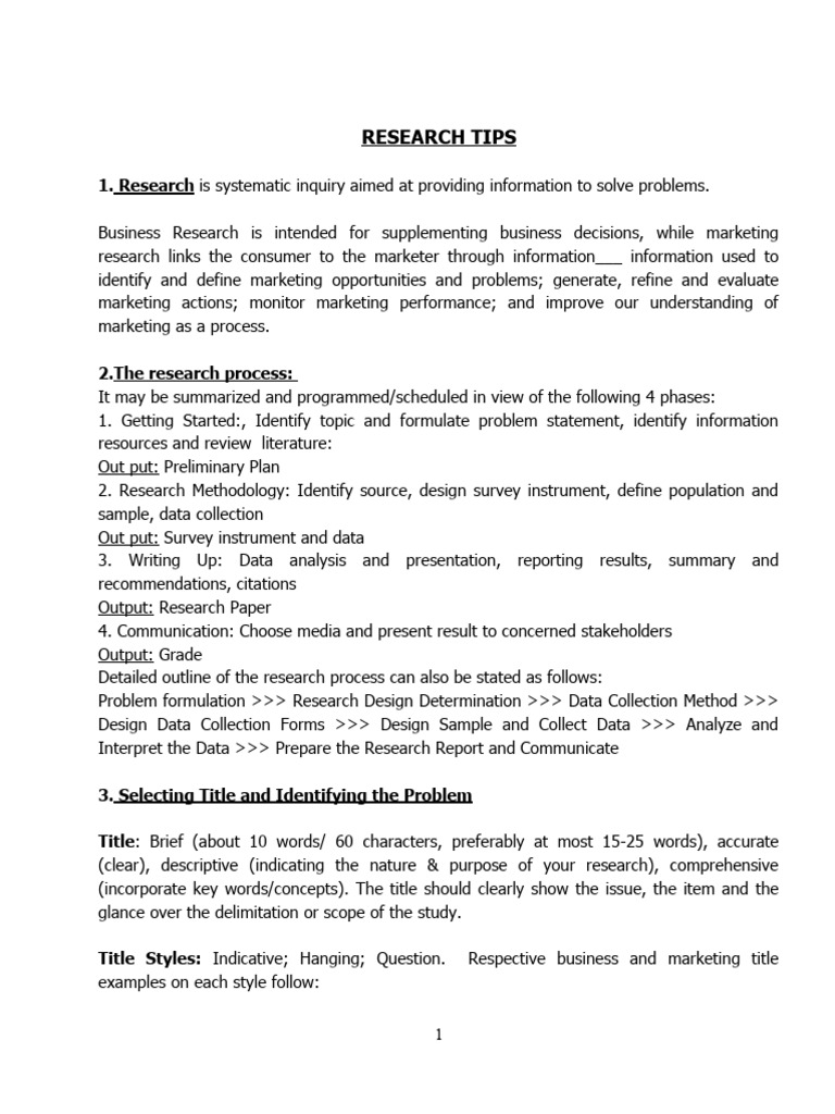 RESEARCH TIPS (Notes) | PDF | Sampling (Statistics) | Methodology