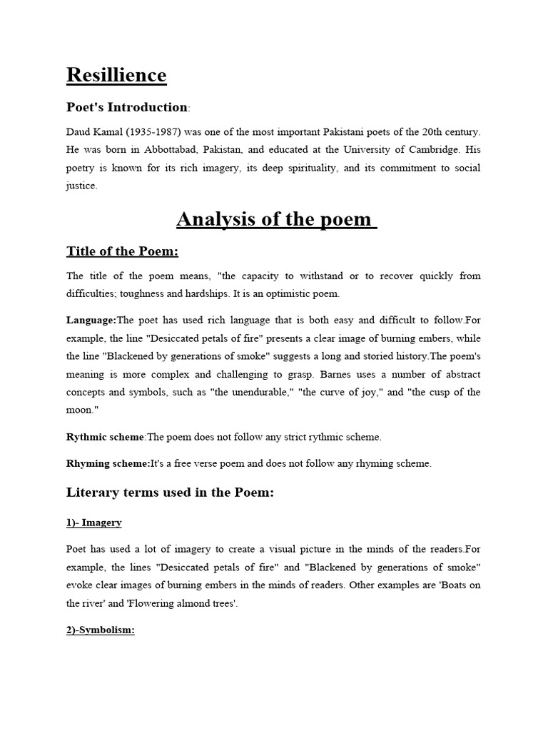 Resilience Notes IPL BS5 | PDF | Poetry | Patience