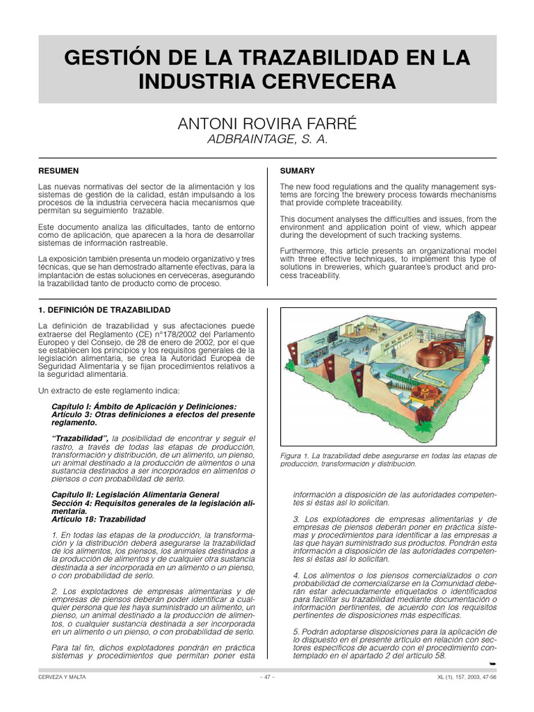 Trazabilidad en la Industria Cervecera | PDF | Cerveza | Logística