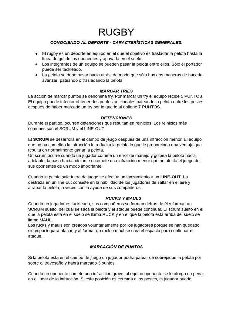 Introducción al Rugby: Reglas y Jugadores | PDF | Fútbol rugby ...