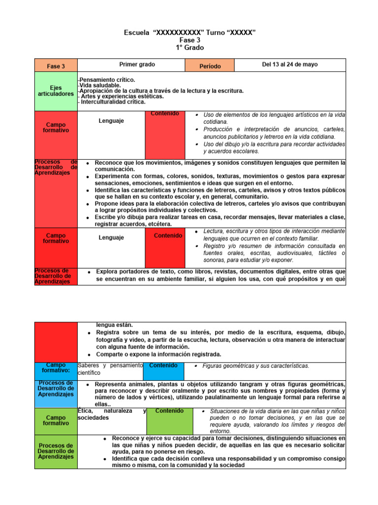 Proyectos Primer Grado Del 13 Al 24 De Mayo Pdf Evaluación