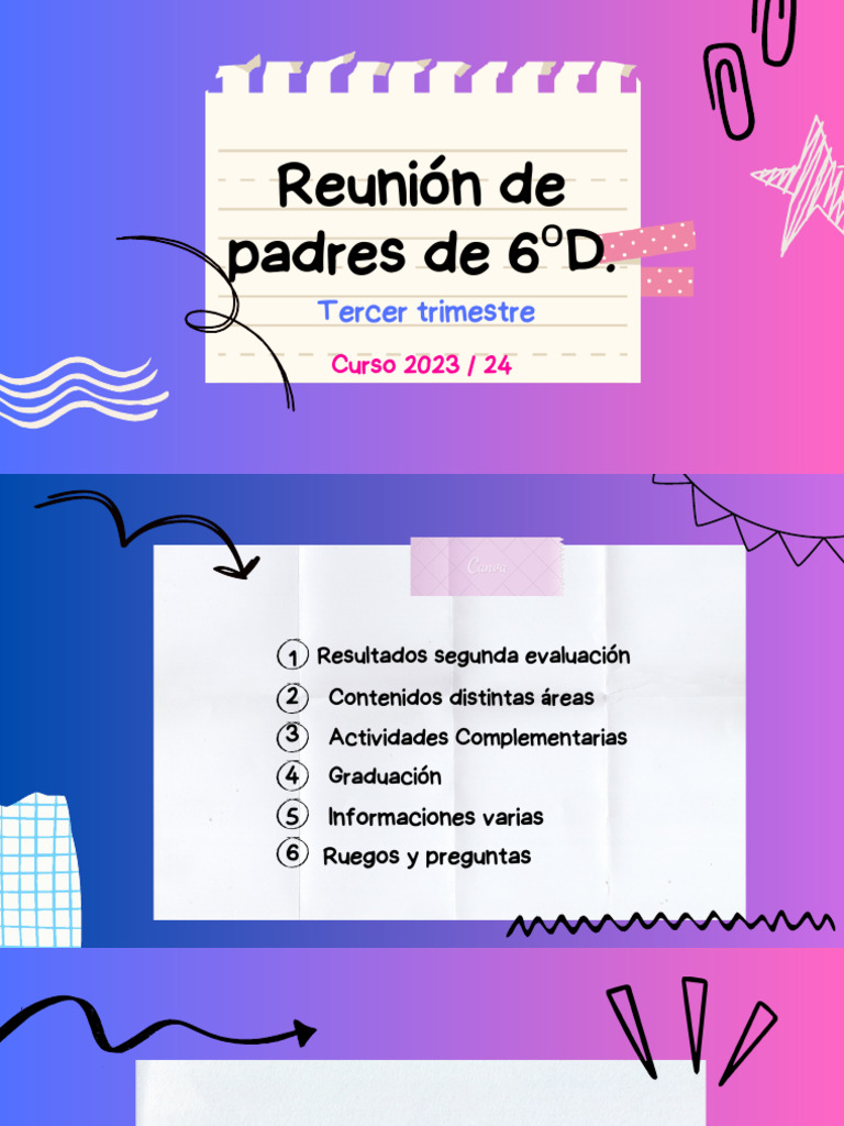 Reunión Padres 6ºD: Contenidos y Actividades | PDF | Coma | Evaluación