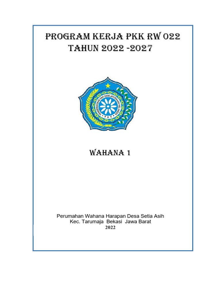 Program Kerja PKK RW 022 Bekasi 2022-2027 | PDF
