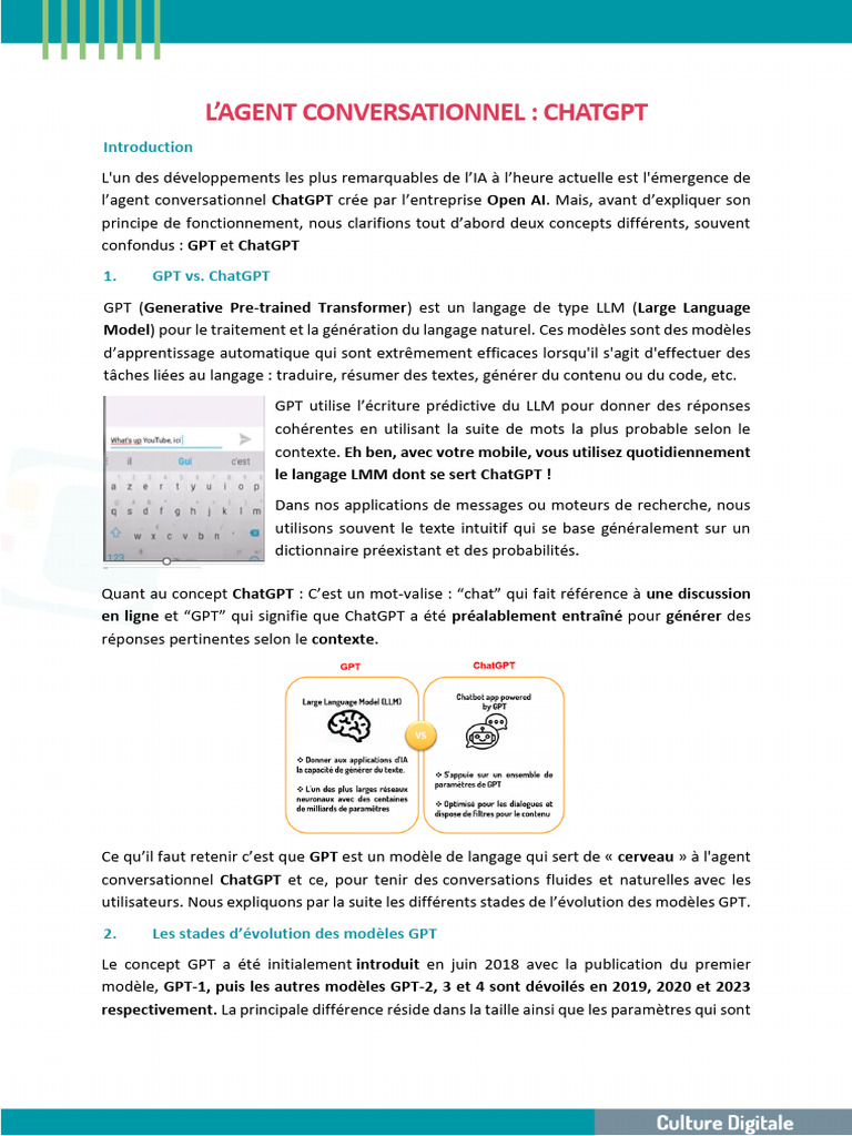 Comprendre ChatGPT et son fonctionnement | PDF | Apprentissage ...