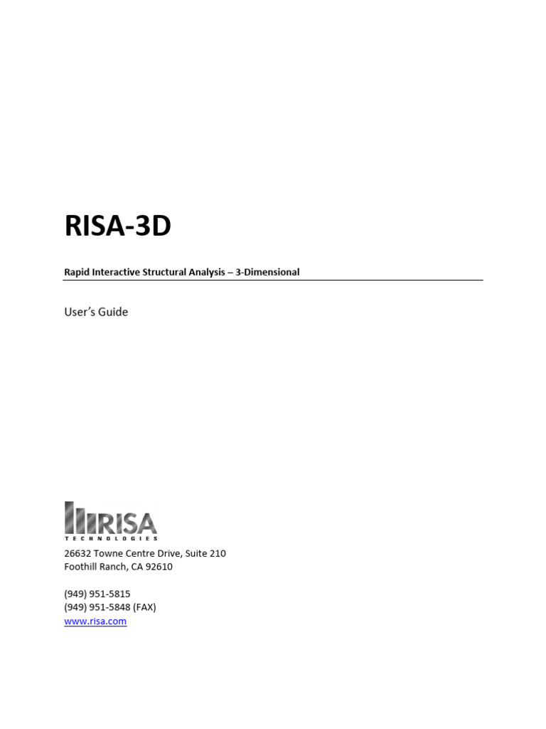 RISA 3D User's Guide v11 | PDF | Window (Computing) | Menu (Computing)