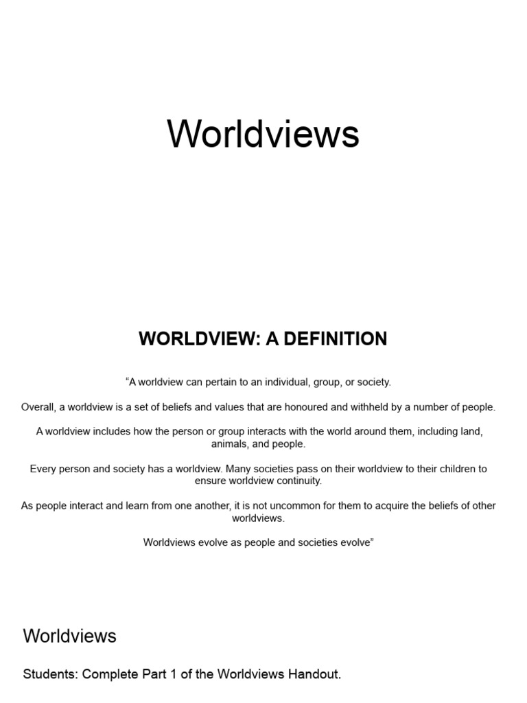 Worldviews Lesson Slideshow PDF Thought Human