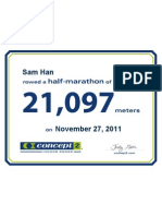 Concept2 2011 November 27 Half Marathon Certificate