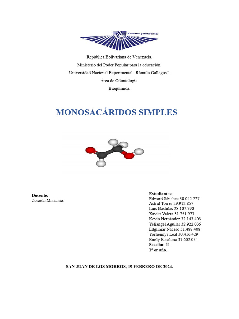 Monosacáridos Simples: Estructura y Clasificación | PDF | Carbohidratos ...