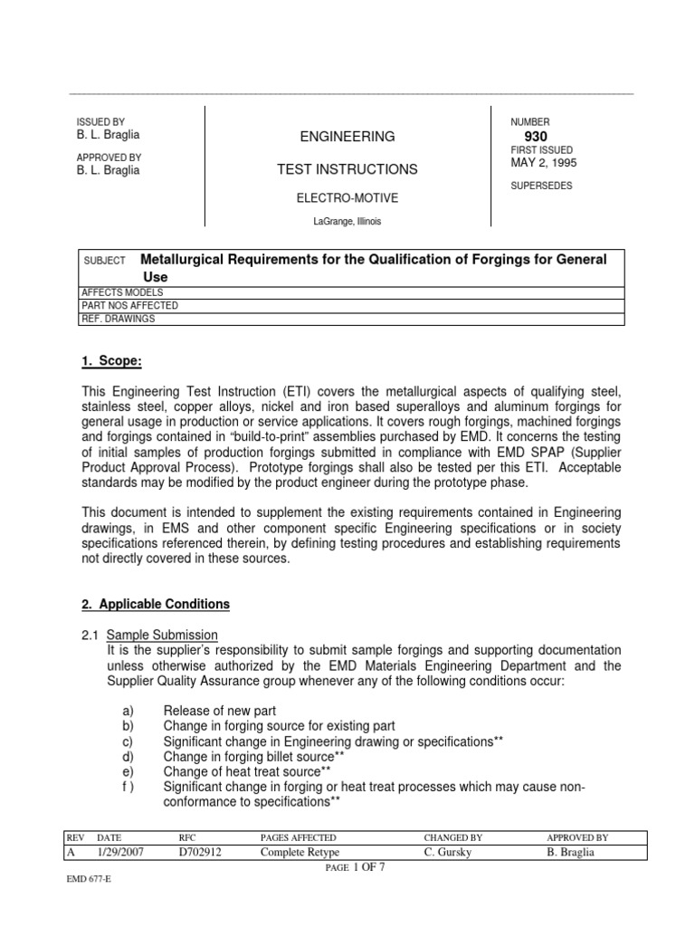 Metallurgical Requirements For The Qualification of Forgings For ...