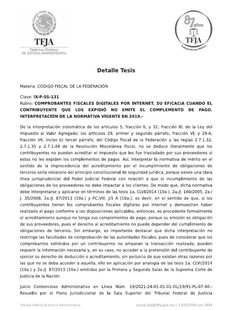 Tesis TFJA - 46619 COMPROBANTES FISCALES DIGITALES POR INTERNET. SU