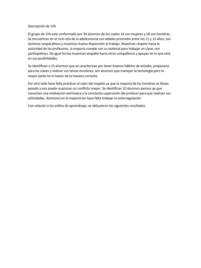 Diagnostico de 1ºA | PDF